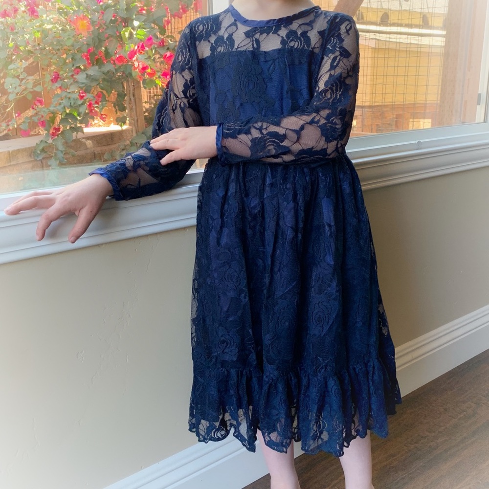 Blue Lace Girls Dress